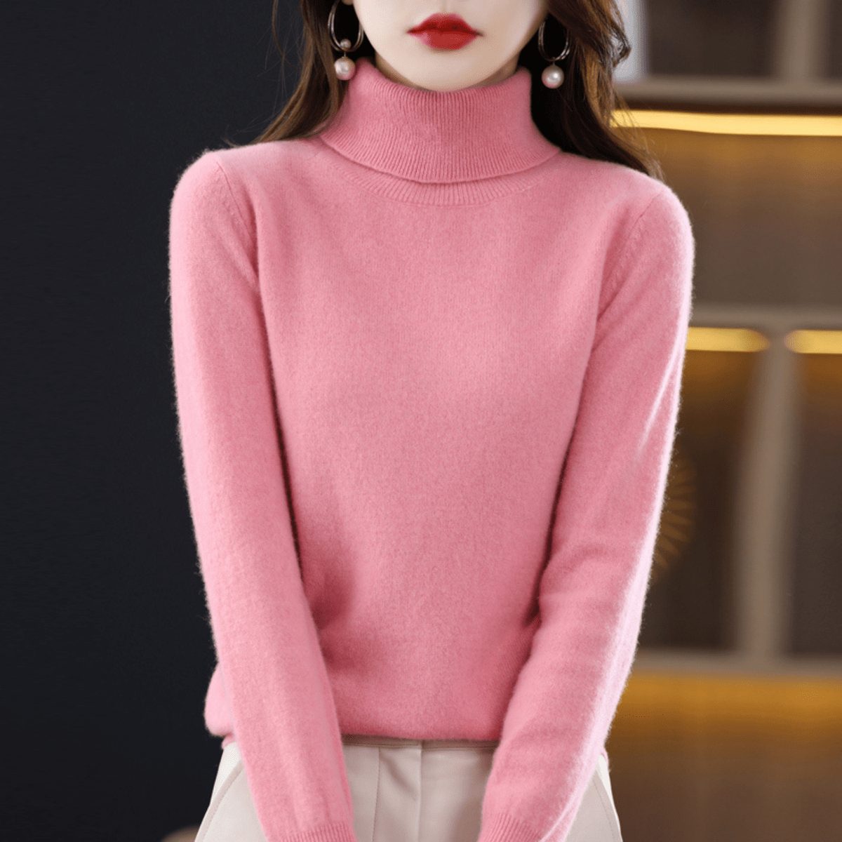 Women's High Neck Knitted Sweater