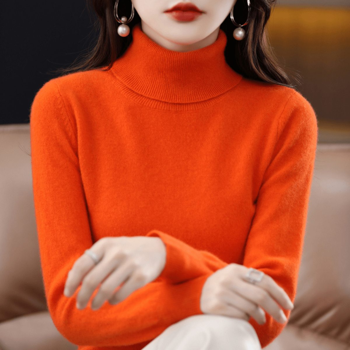 Women's High Neck Knitted Sweater