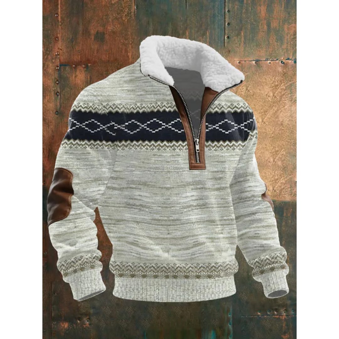 Men's Long Sleeve Half Zip Knitted Sweater