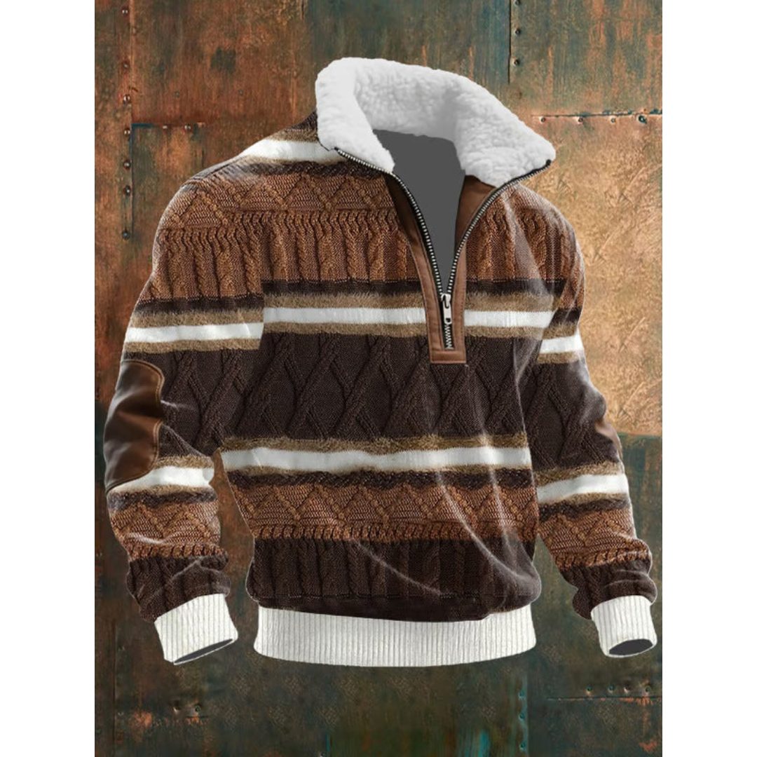 Men's Long Sleeve Half Zip Knitted Sweater