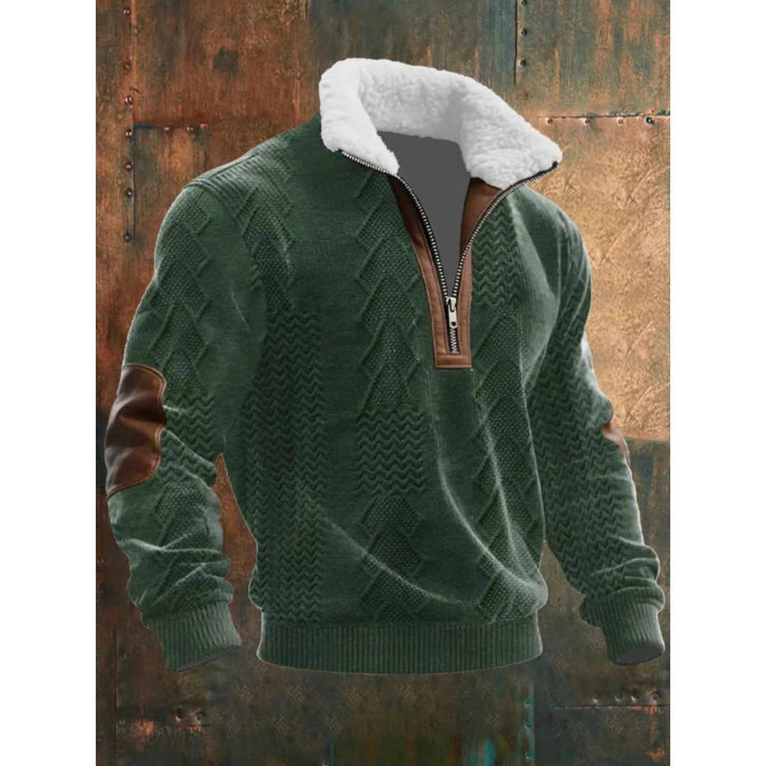 Men's Long Sleeve Half Zip Knitted Sweater