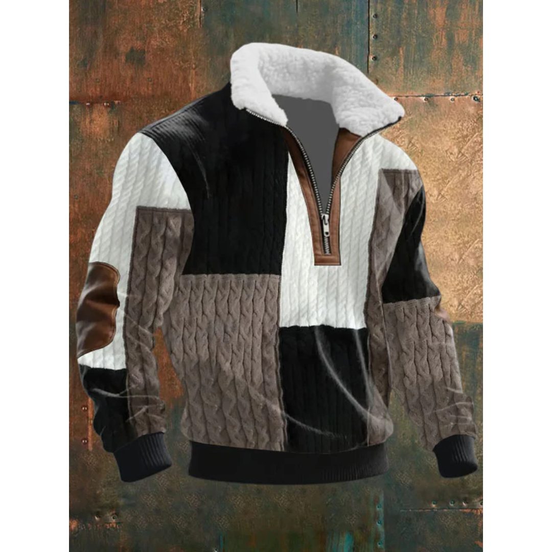 Men's Long Sleeve Half Zip Knitted Sweater