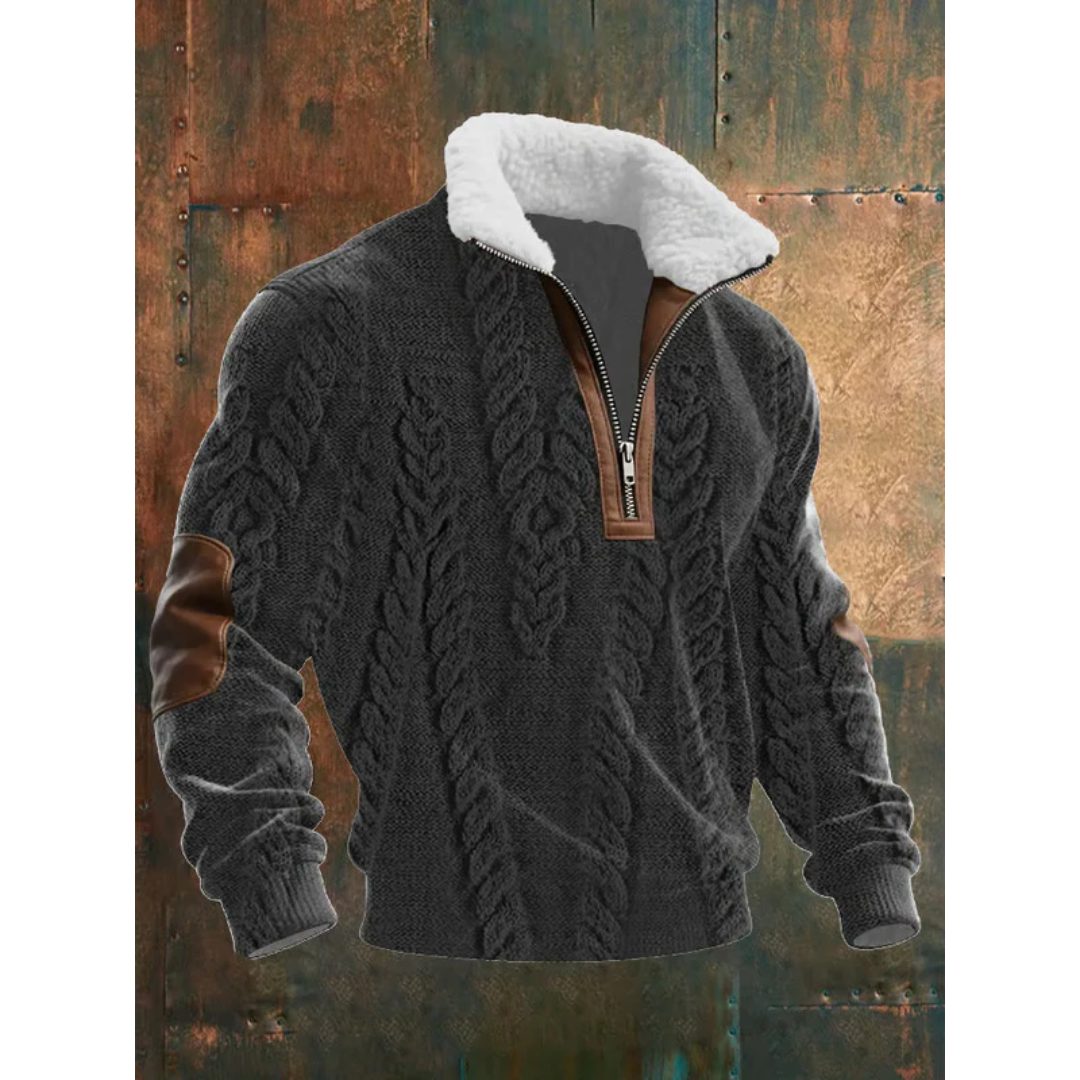 Men's Long Sleeve Half Zip Knitted Sweater