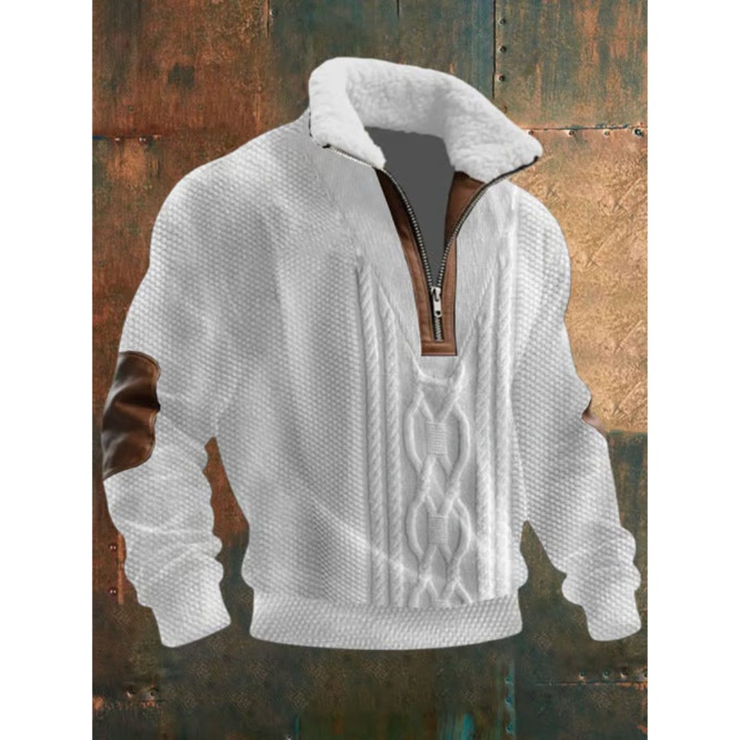 Men's Long Sleeve Half Zip Knitted Sweater