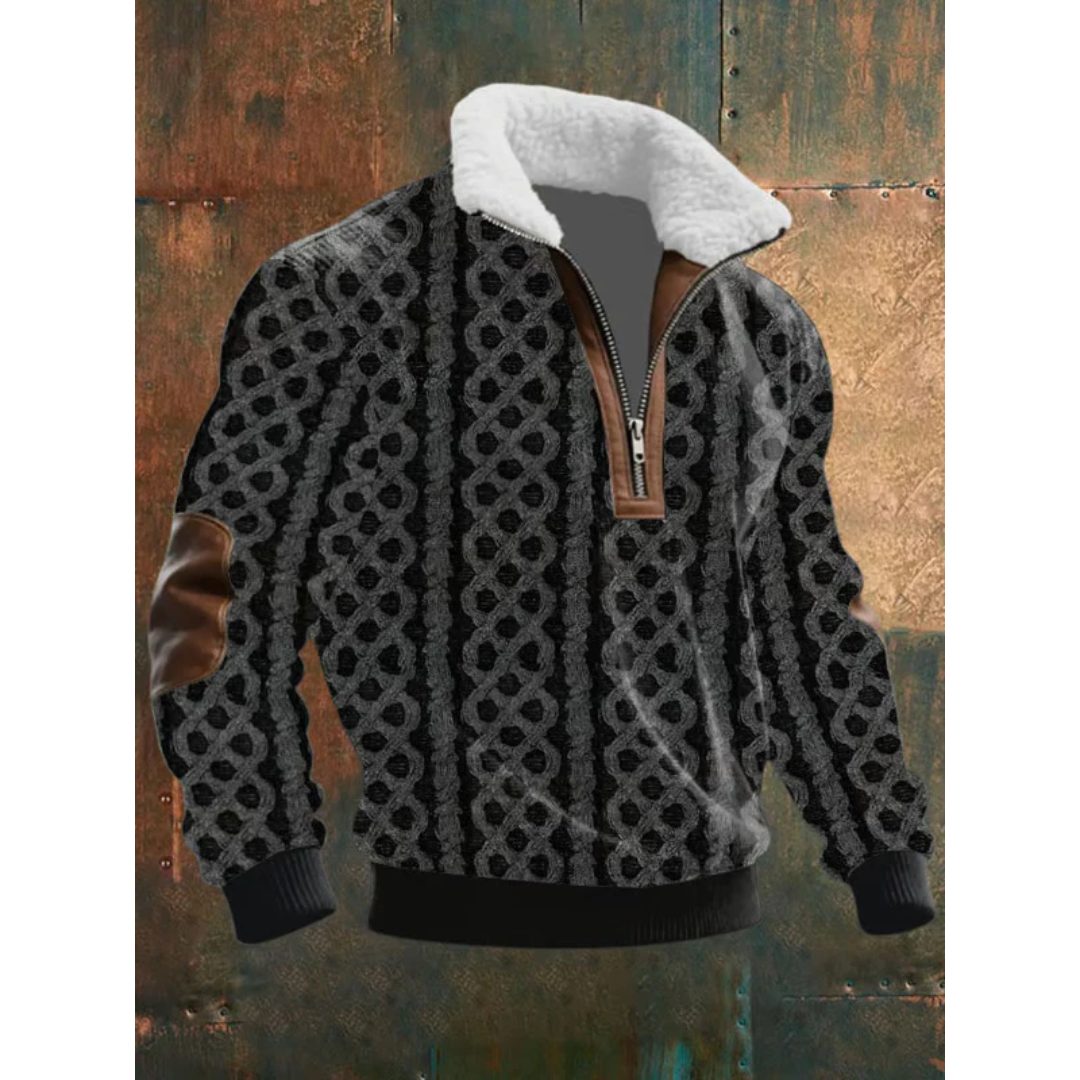 Men's Long Sleeve Half Zip Knitted Sweater