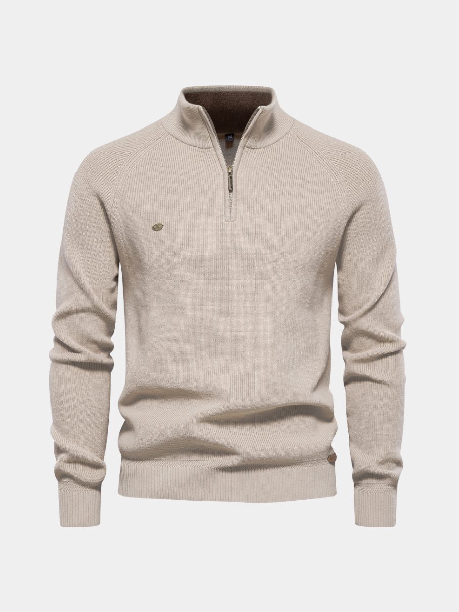 Men's Long Sleeve Knitted Half-Zip Jumper