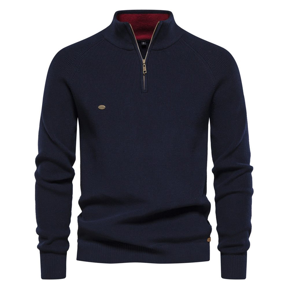 Men's Long Sleeve Knitted Half-Zip Jumper