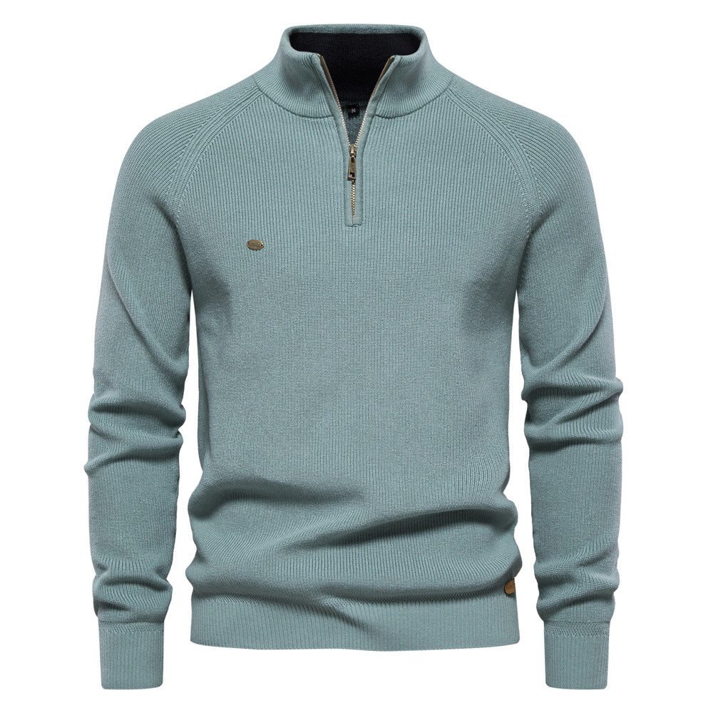 Men's Long Sleeve Knitted Half-Zip Jumper