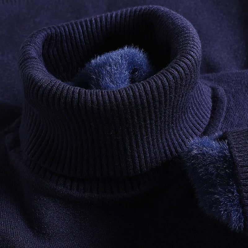 Men's High Collar Long Sleeve Knitted Sweater
