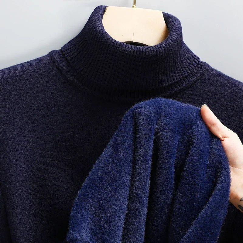 Men's High Collar Long Sleeve Knitted Sweater