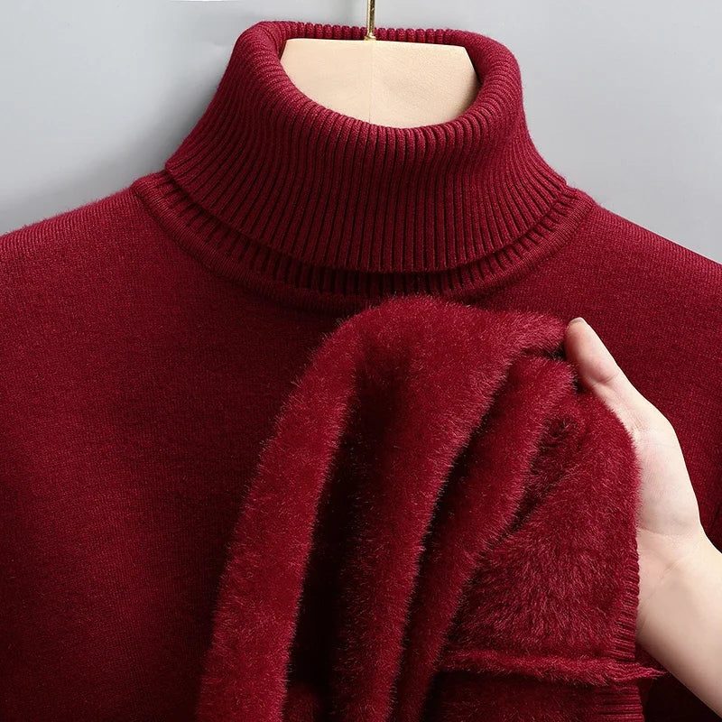 Men's High Collar Long Sleeve Knitted Sweater