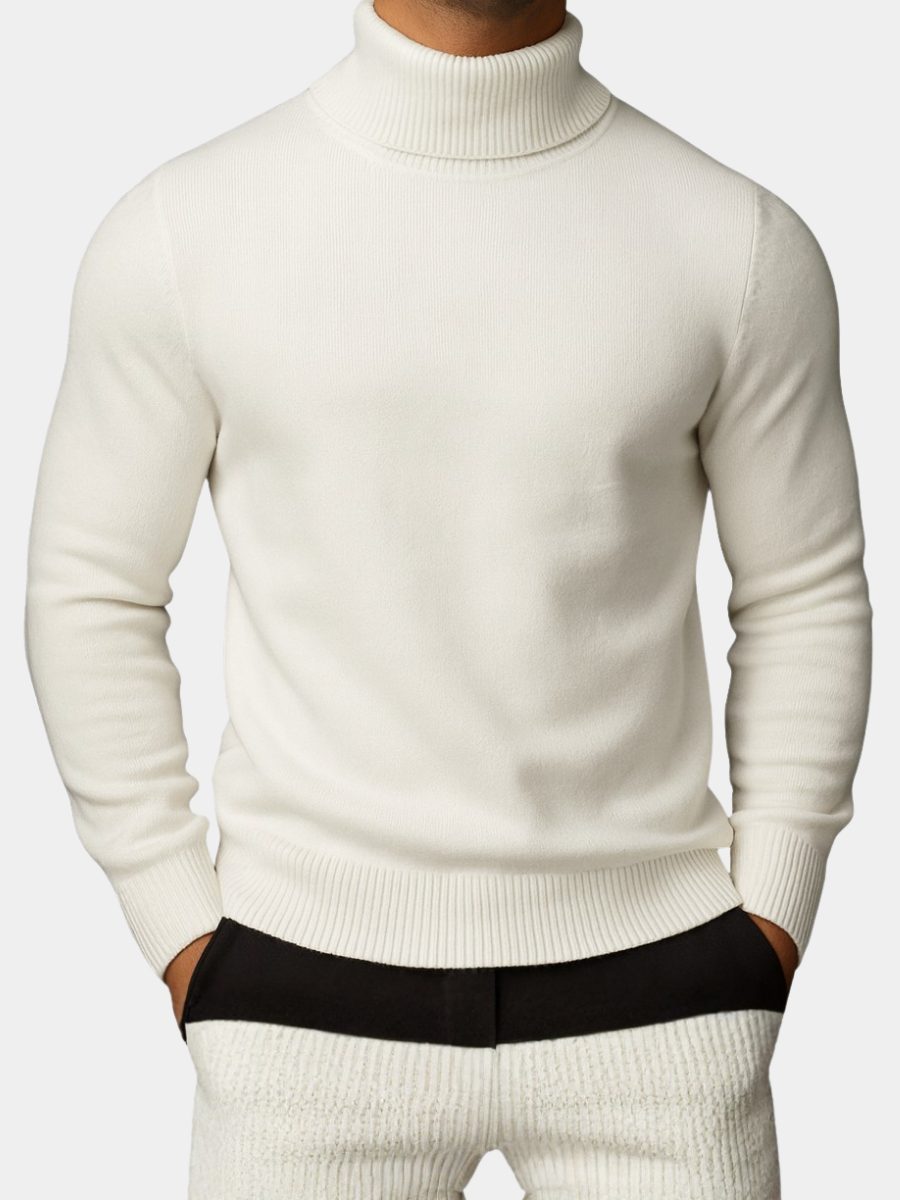 Men's High Collar Long Sleeve Knitted Sweater