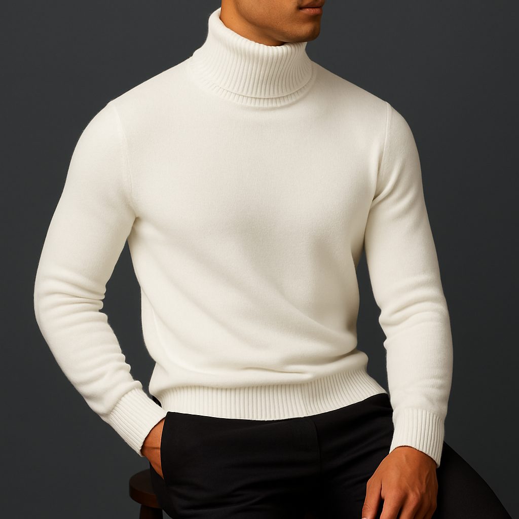 Men's High Collar Long Sleeve Knitted Sweater