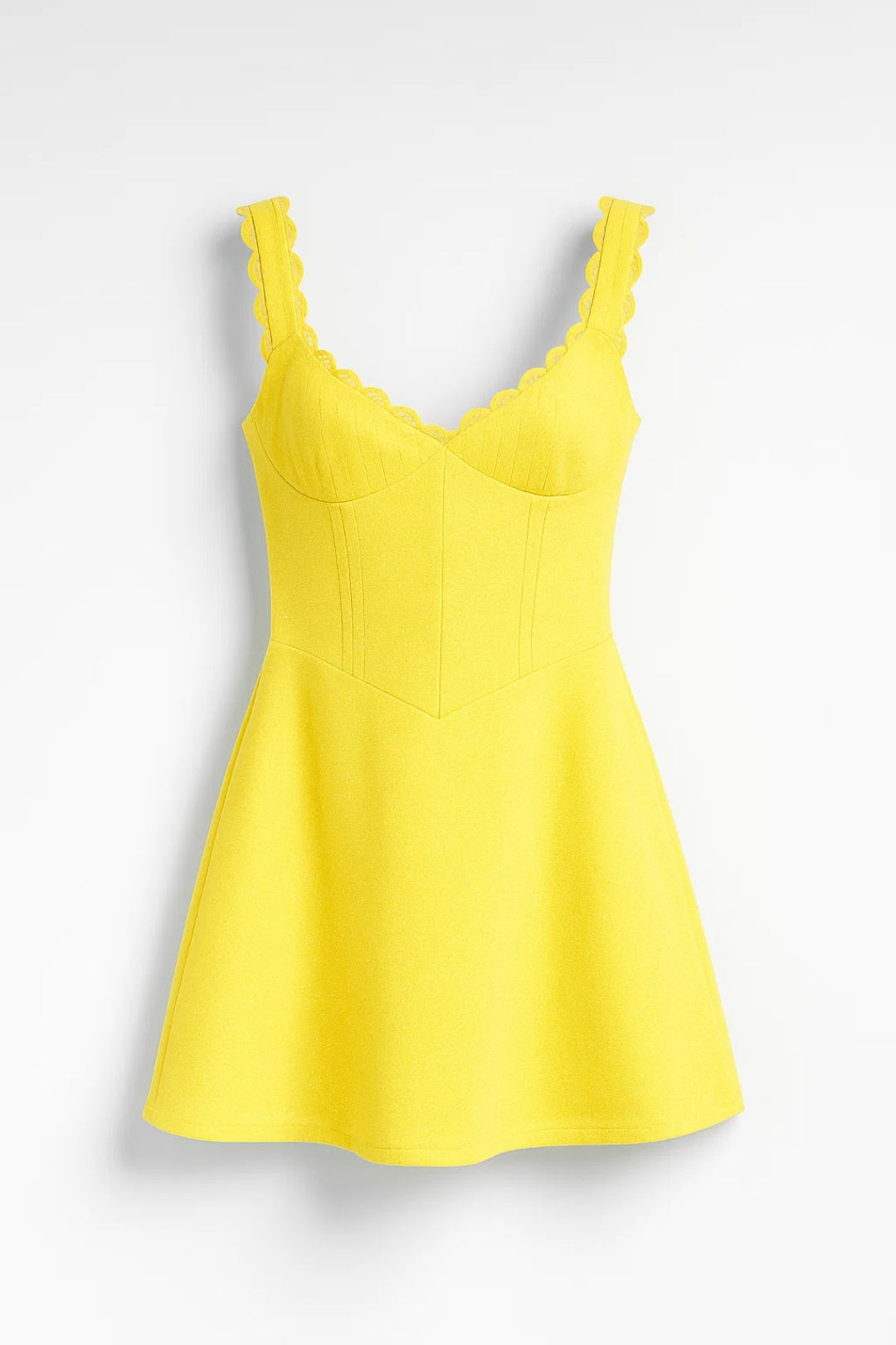 Yellow Mini Dress for Women V Neck Summer Elegant Look