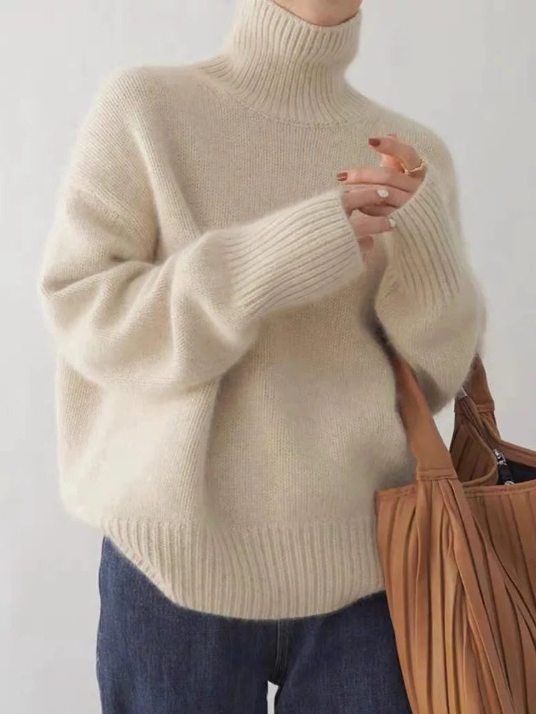 Women's Long Sleeve Ribbed Roll Neck Sweater