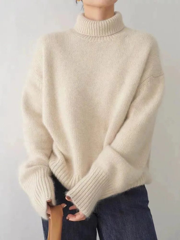 Women's Long Sleeve Ribbed Roll Neck Sweater