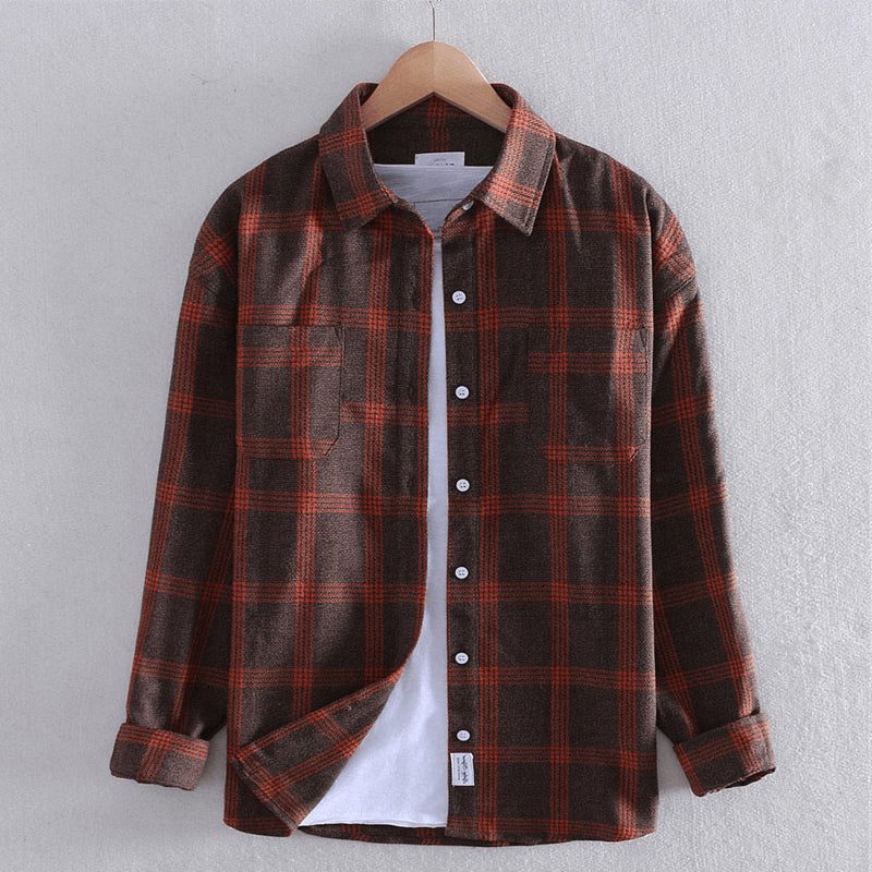 Men's Long Sleeve Checked Button-Up Shirt