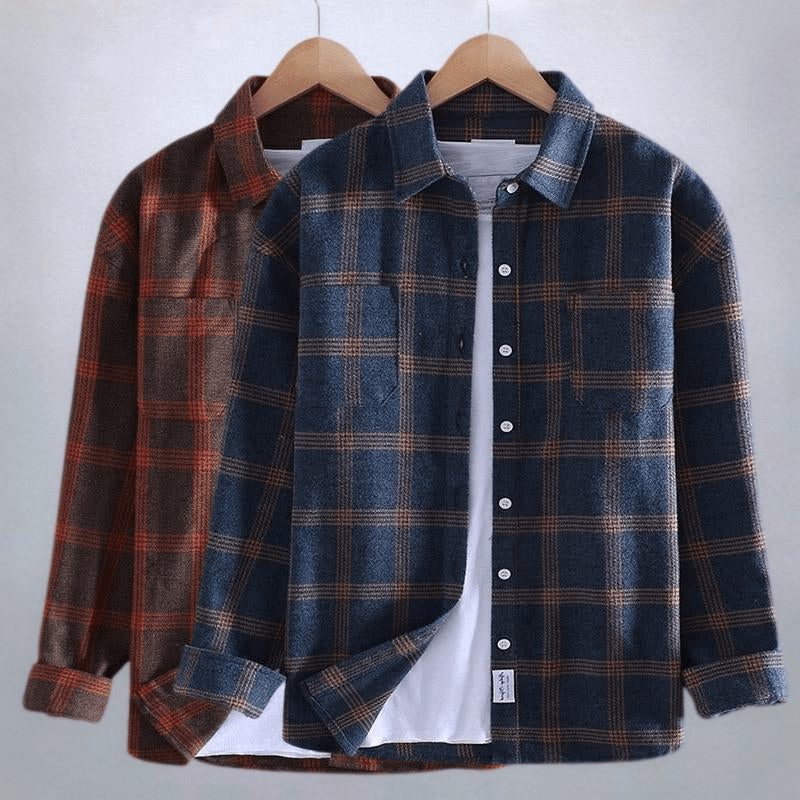 Men's Long Sleeve Checked Button-Up Shirt