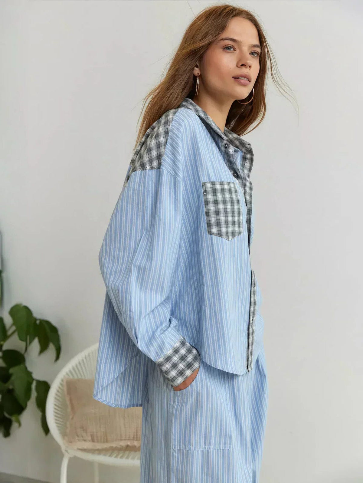 Women's Long Sleeve Checked Pajama Set