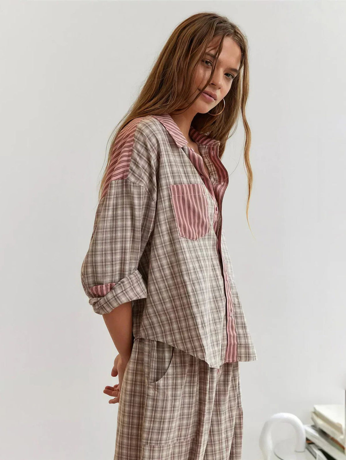 Women's Long Sleeve Checked Pajama Set