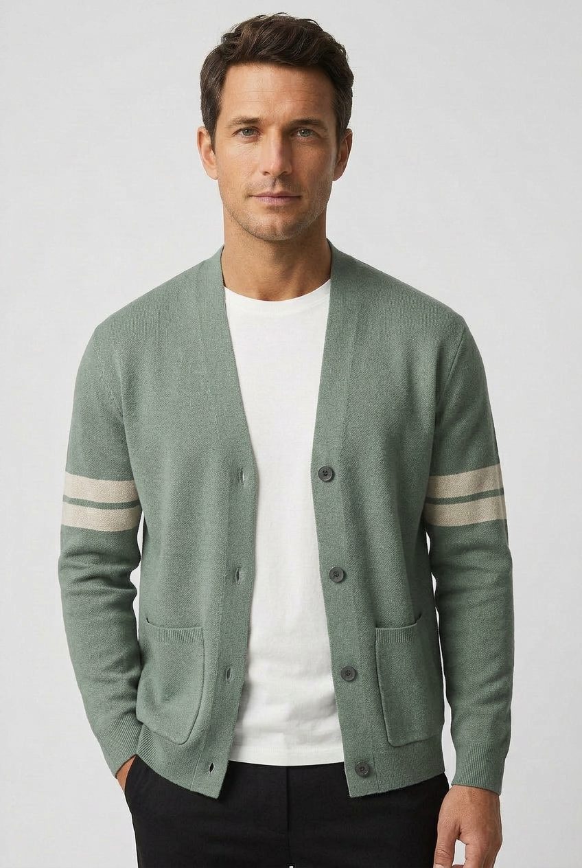 Men's Striped Cardigan with Pockets