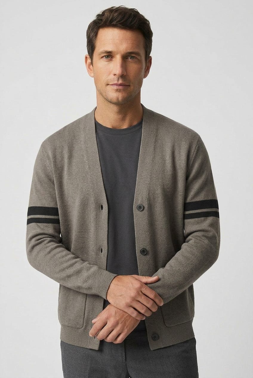 Men's Striped Cardigan with Pockets