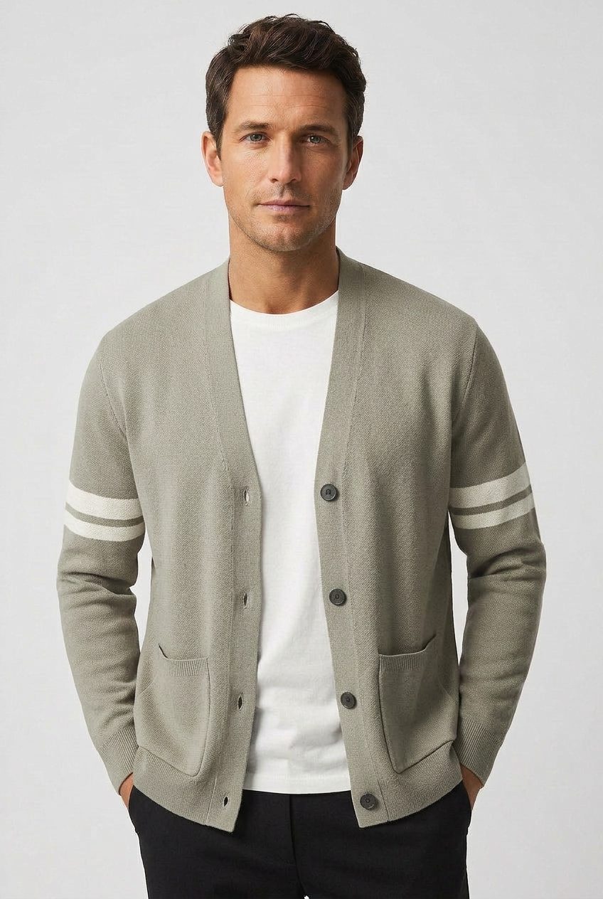 Men's Striped Cardigan with Pockets