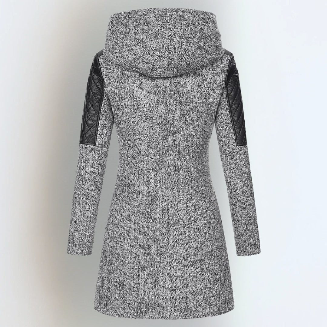 Women's Hooded Quilted Melange Winter Coat