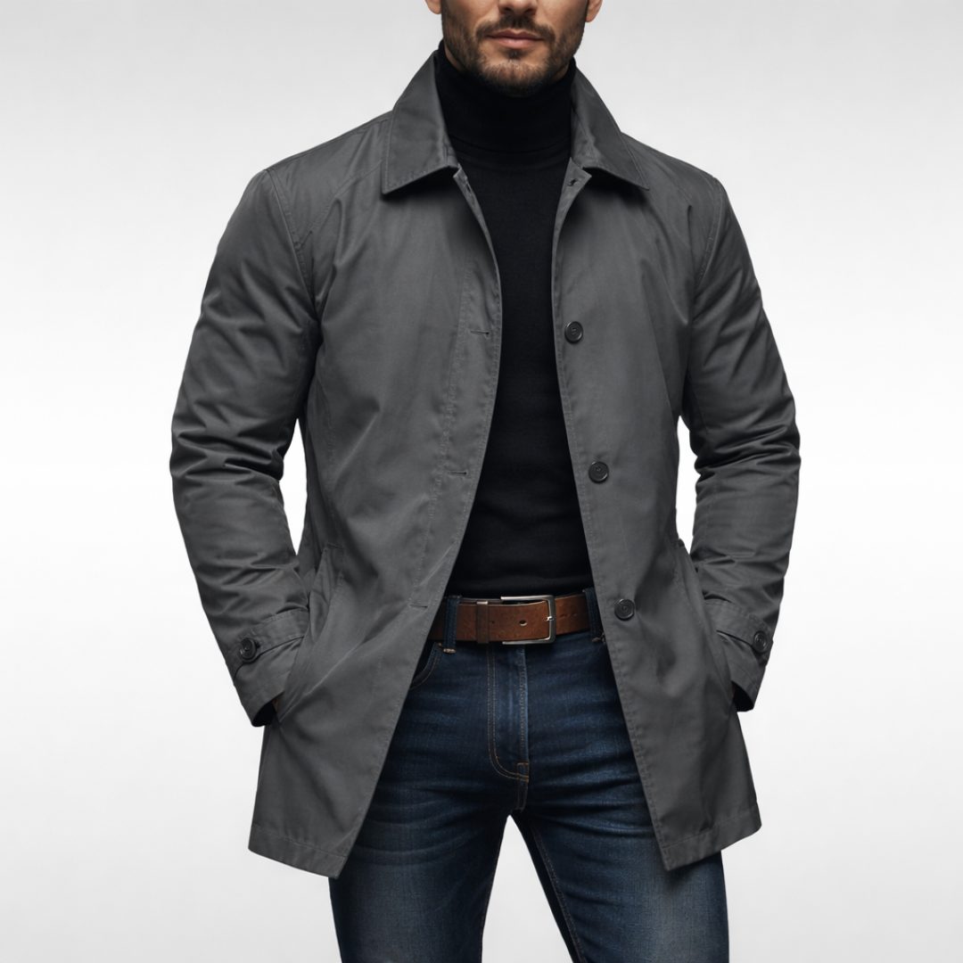 Men's Padded Jacket with Button Fastening