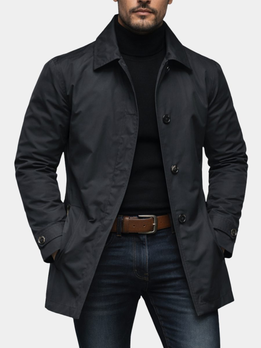 Men's Padded Jacket with Button Fastening