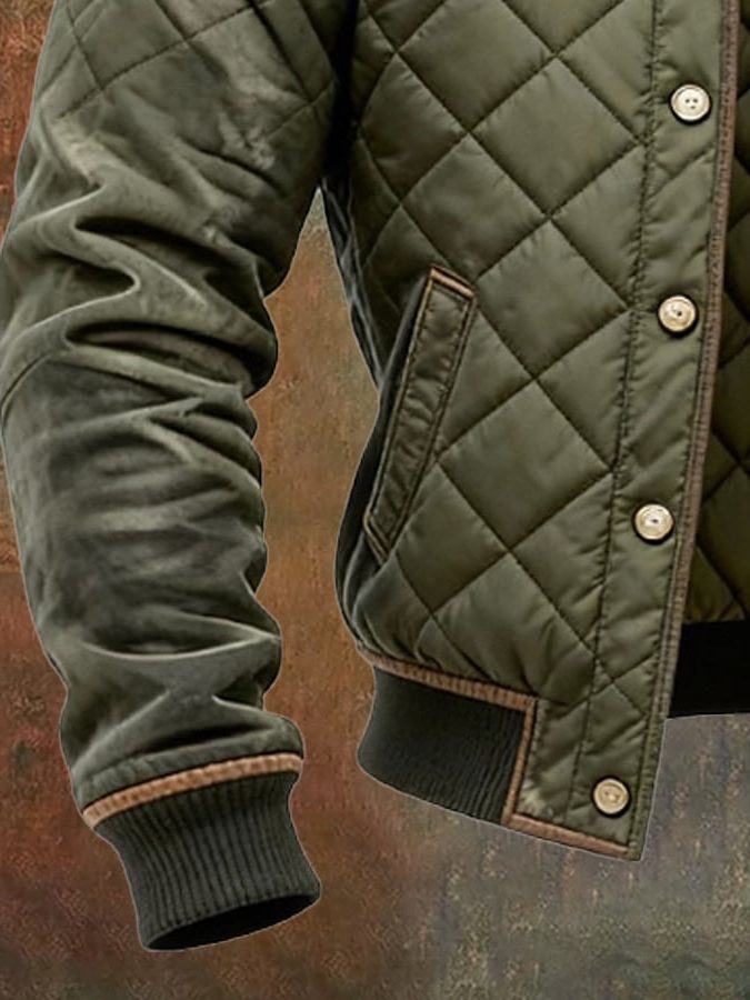 Men's Padded Jacket Featuring a Collar