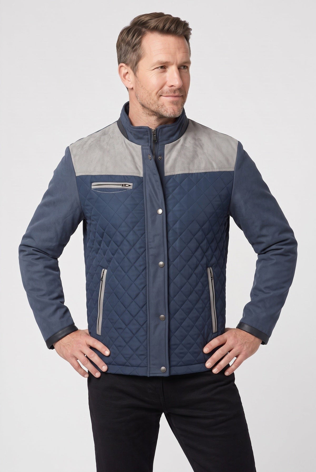 Men's Quilted Jacket with Stylish Shoulder Accents