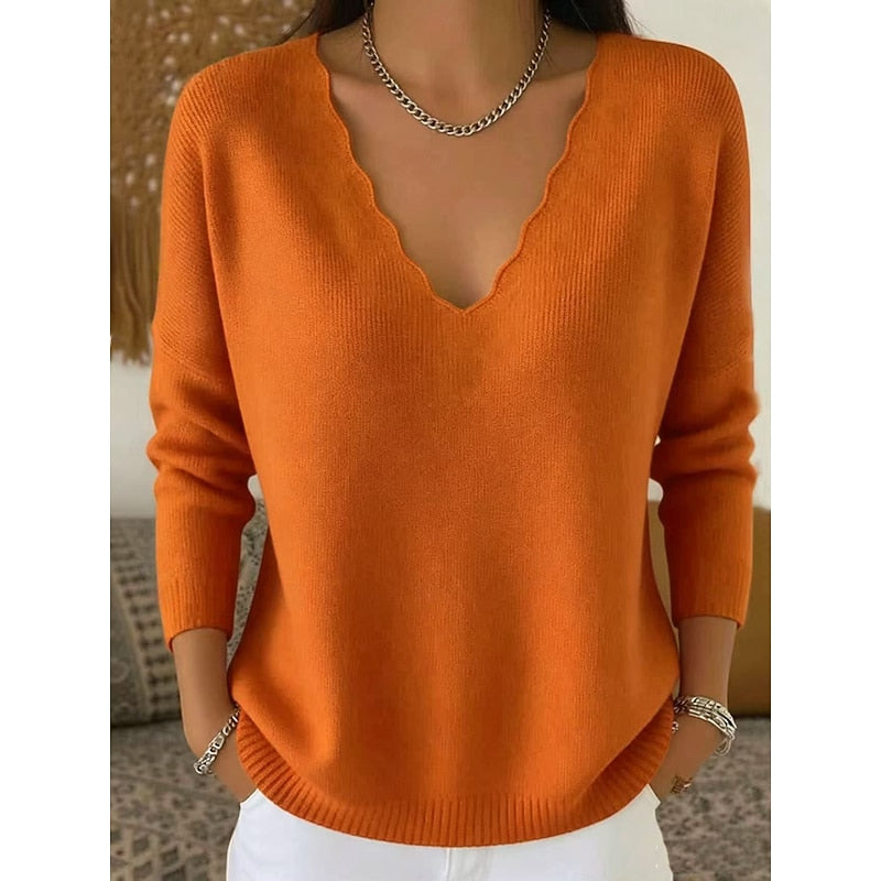 Margaret | Scalloped V-Neck Halloween Sweater