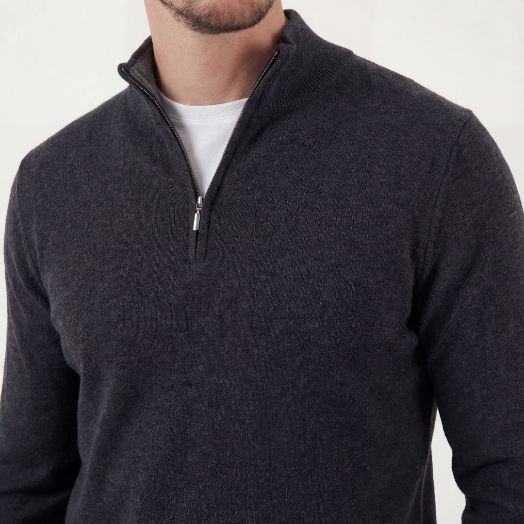 Half-Zip Sweater Men Round Neck Casual Layering