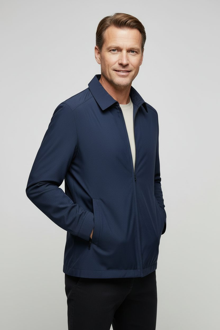 Men's Harrington Jacket with Stand-Up Collar