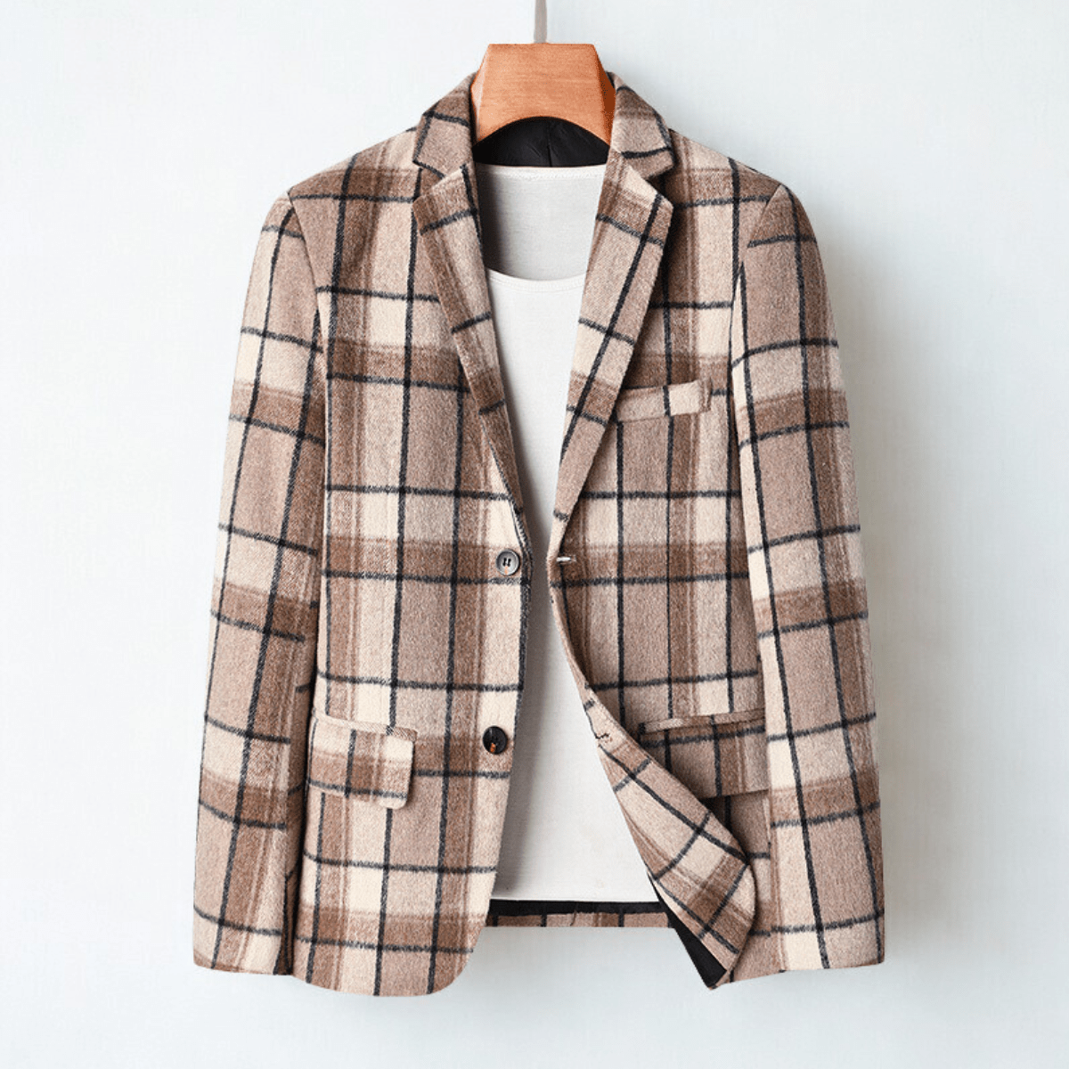 Men's Classic Check Tailored Blazer - Relaxed Fit for Natural Fall Style