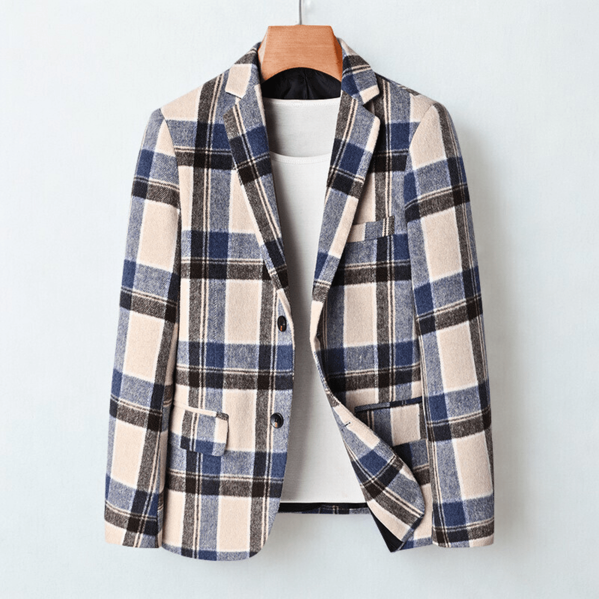 Men's Classic Check Tailored Blazer - Relaxed Fit for Natural Fall Style