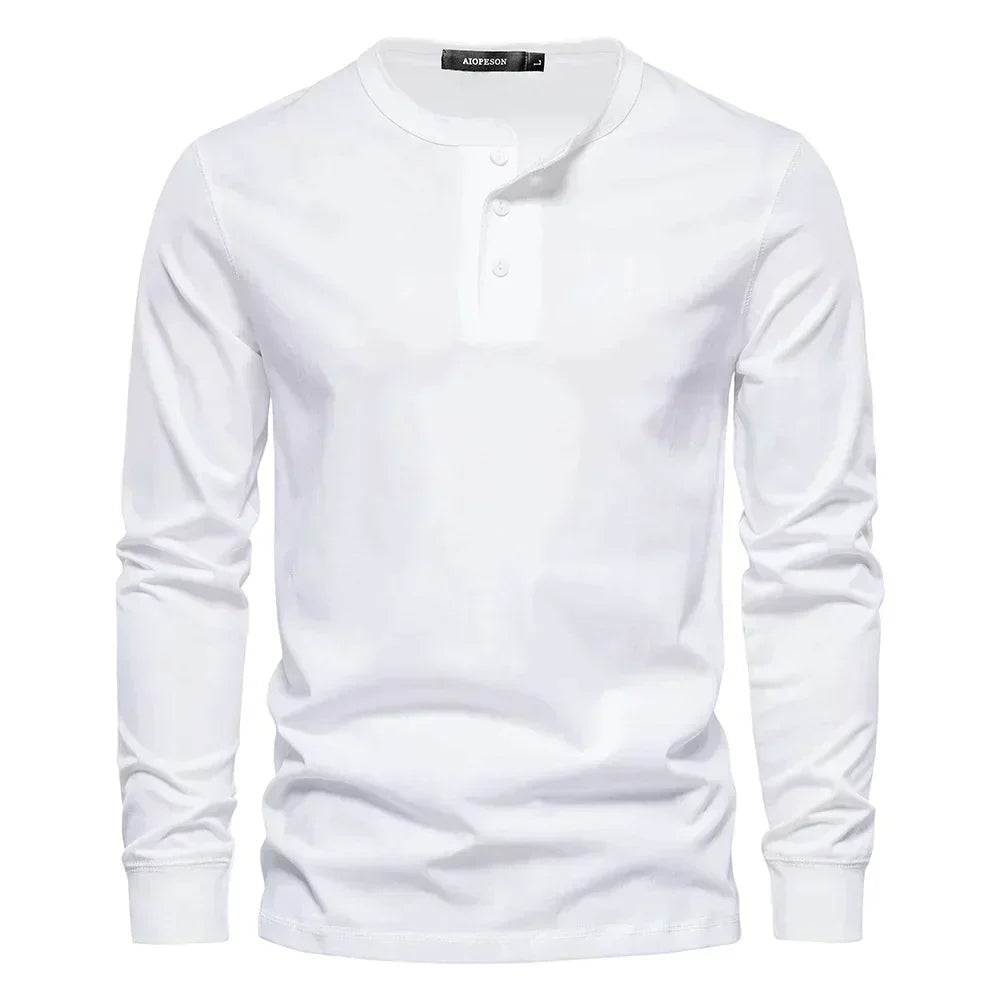 Henley Shirt for Men with Button Closure and Long Sleeves