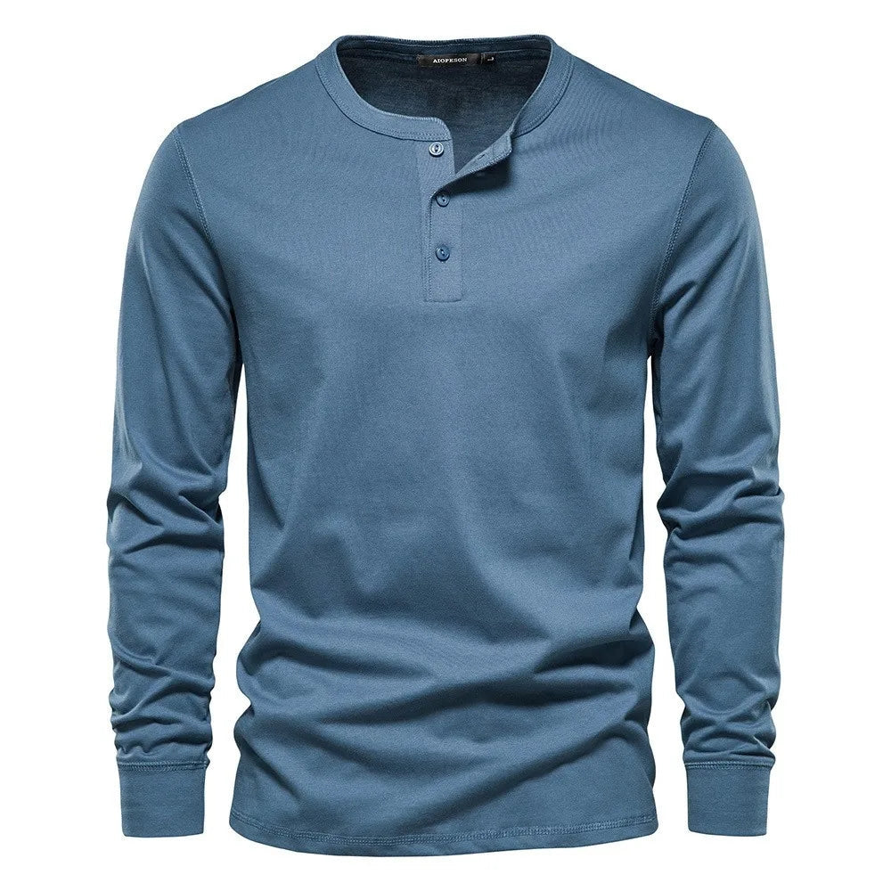 Henley Shirt for Men with Button Closure and Long Sleeves
