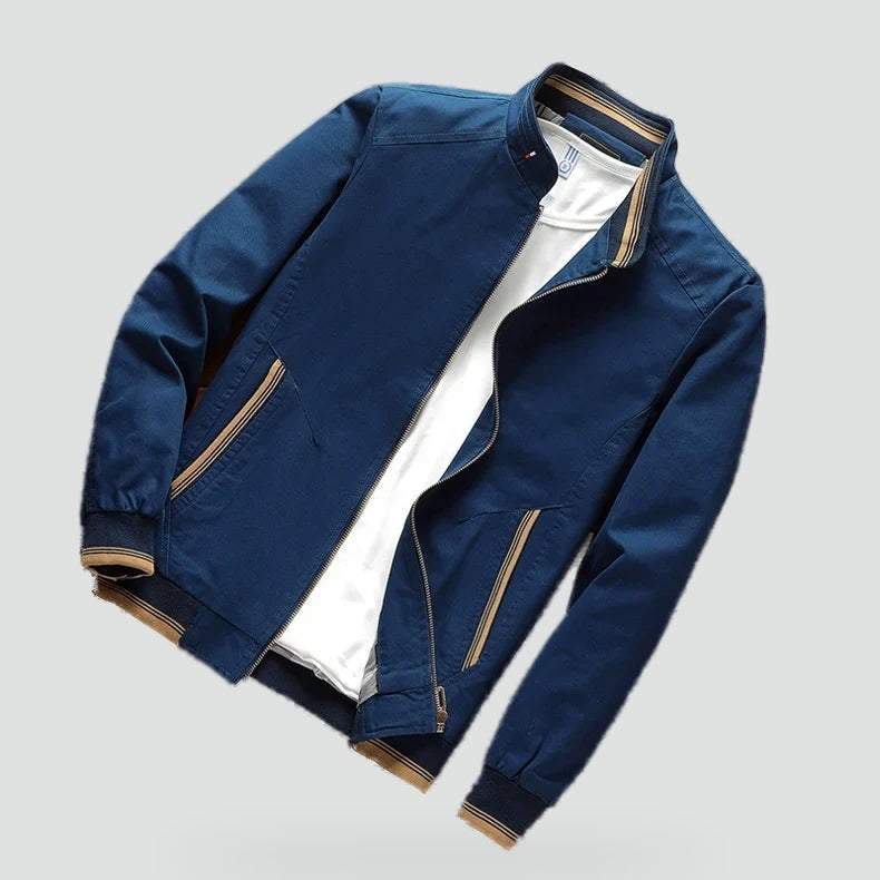 Men's Bomber Jacket with High-Quality Cotton and Ribbed Cuffs for Transitional Weather