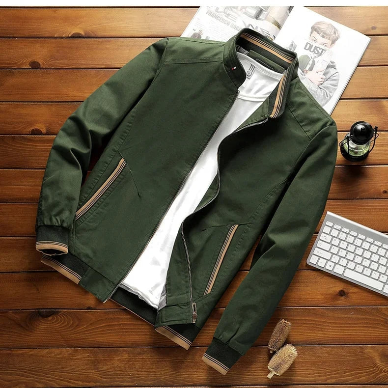 Men's Bomber Jacket with High-Quality Cotton and Ribbed Cuffs for Transitional Weather