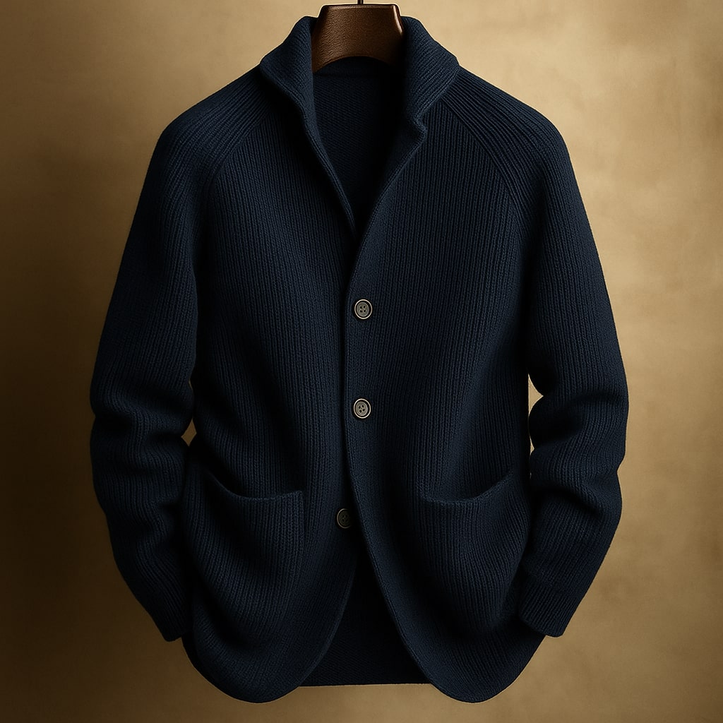 Men's Notched Collar Cardigan with Pockets