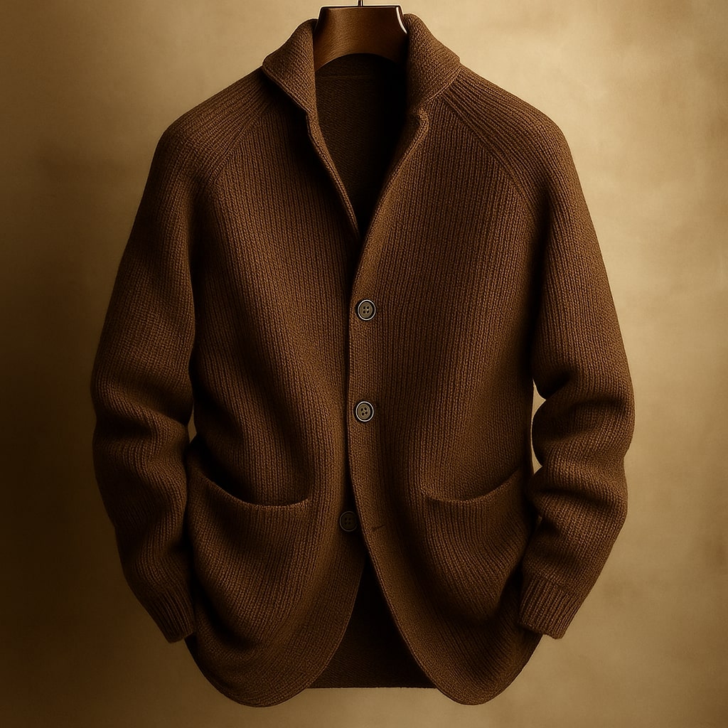 Men's Notched Collar Cardigan with Pockets