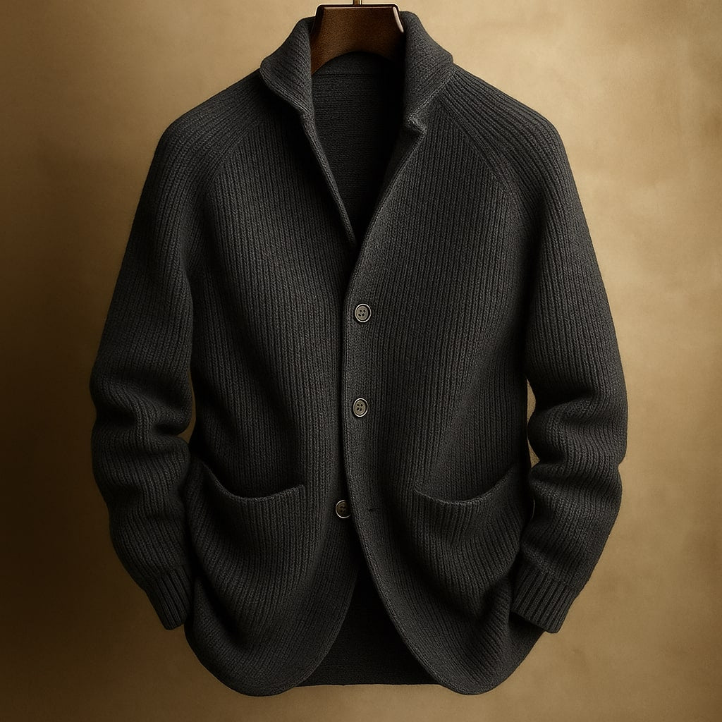 Men's Notched Collar Cardigan with Pockets