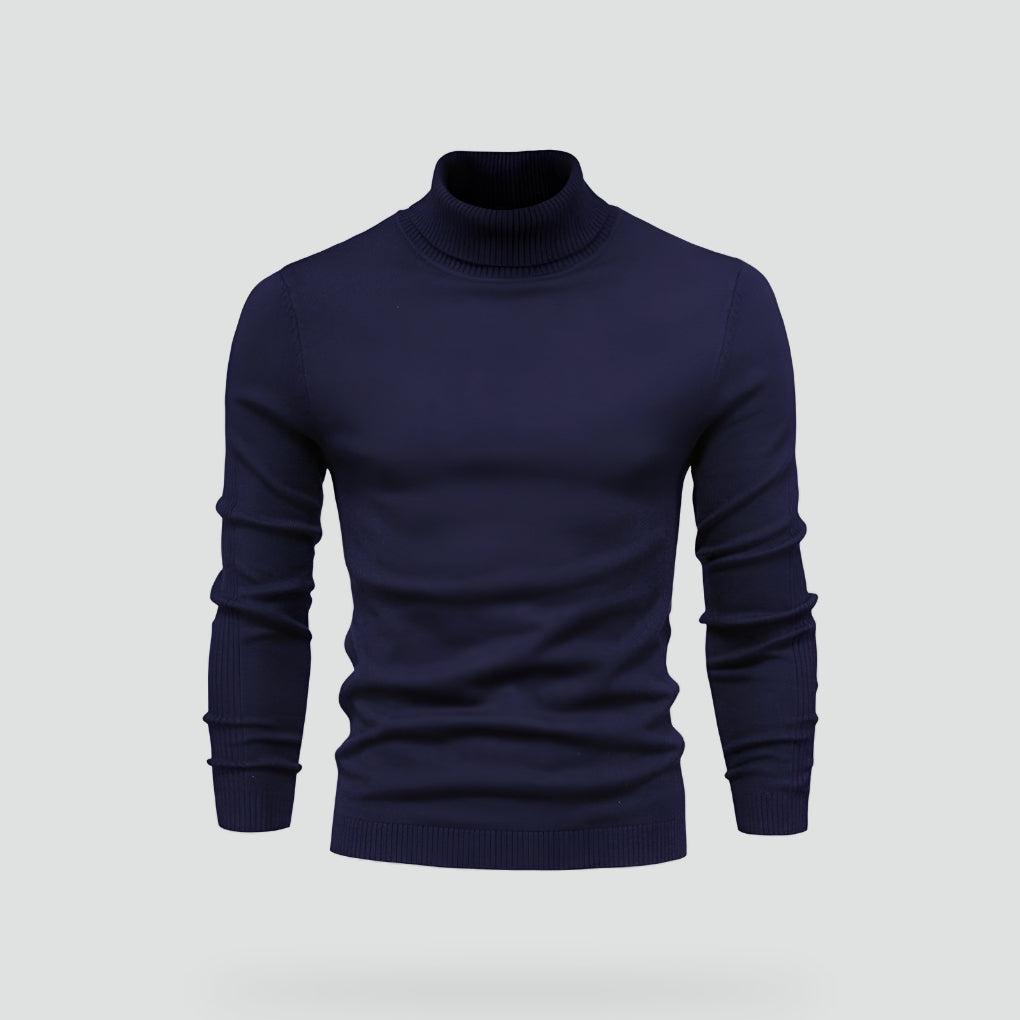 Men's Roll Neck Jumper with Long Sleeves and Ribbed Cuffs for a Stylish Look