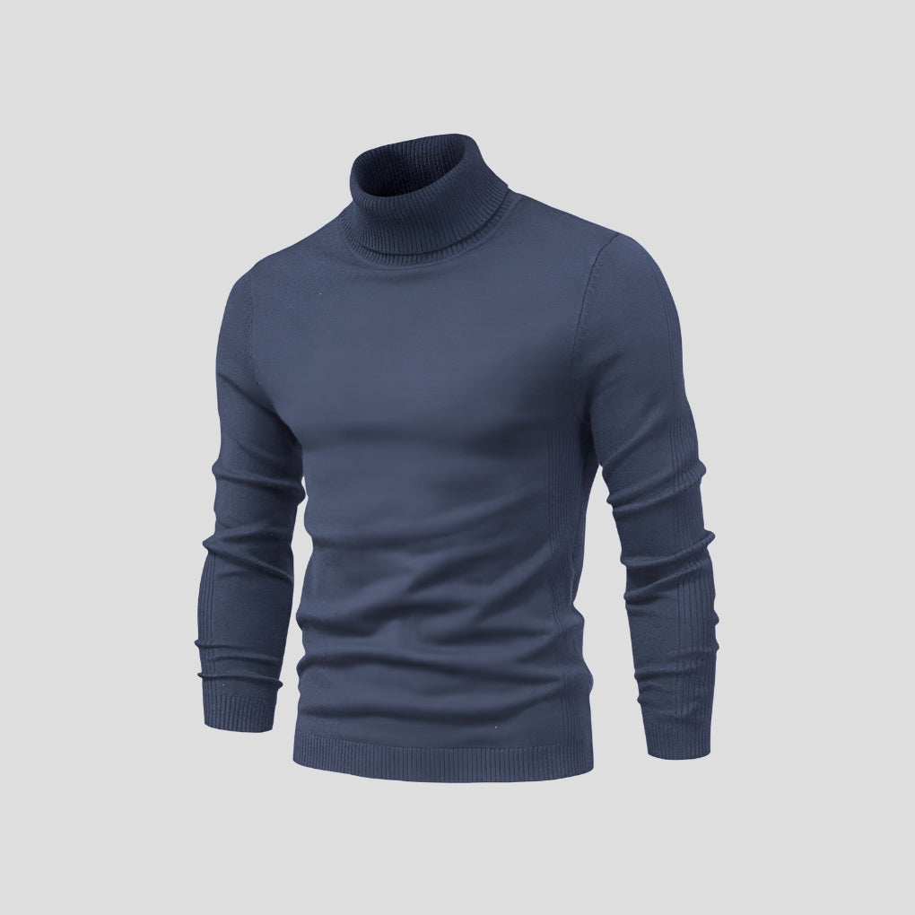 Men's Roll Neck Jumper with Long Sleeves and Ribbed Cuffs for a Stylish Look