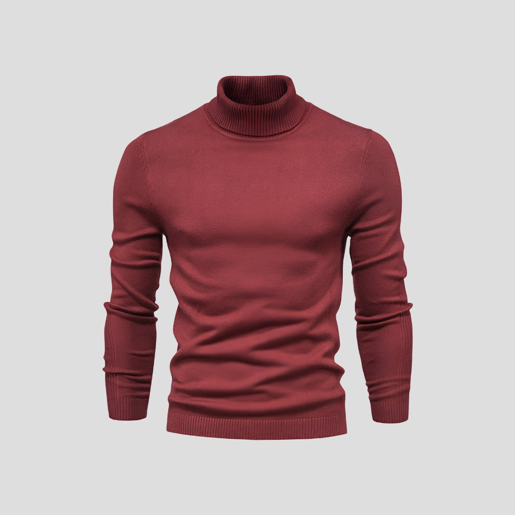 Men's Roll Neck Jumper with Long Sleeves and Ribbed Cuffs for a Stylish Look