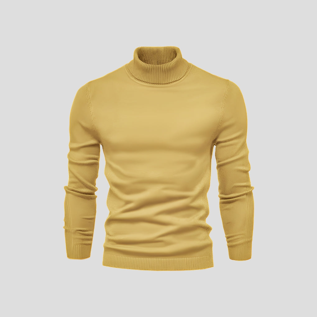 Men's Roll Neck Jumper with Long Sleeves and Ribbed Cuffs for a Stylish Look