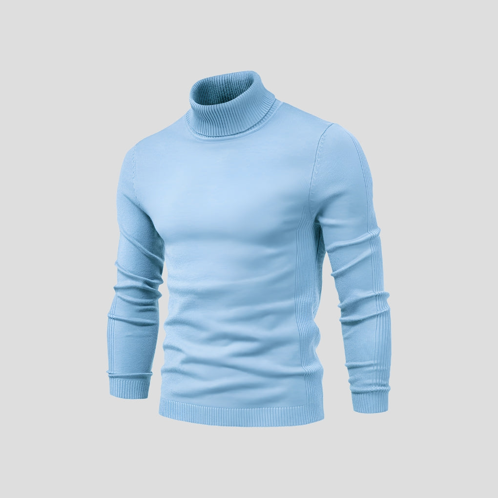 Men's Roll Neck Jumper with Long Sleeves and Ribbed Cuffs for a Stylish Look