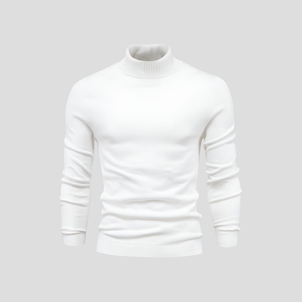 Men's Roll Neck Jumper with Long Sleeves and Ribbed Cuffs for a Stylish Look
